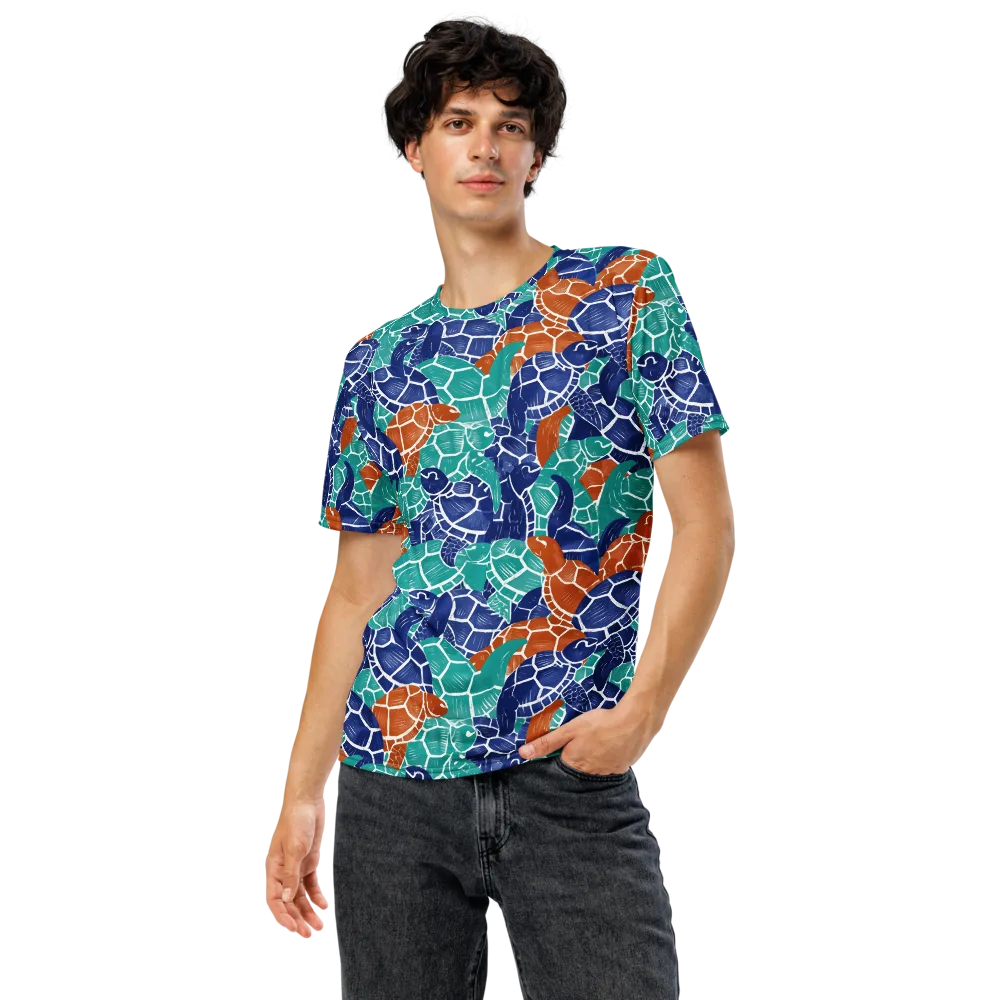 Indigo Shells on Men's Crew Neck T-Shirt — Front