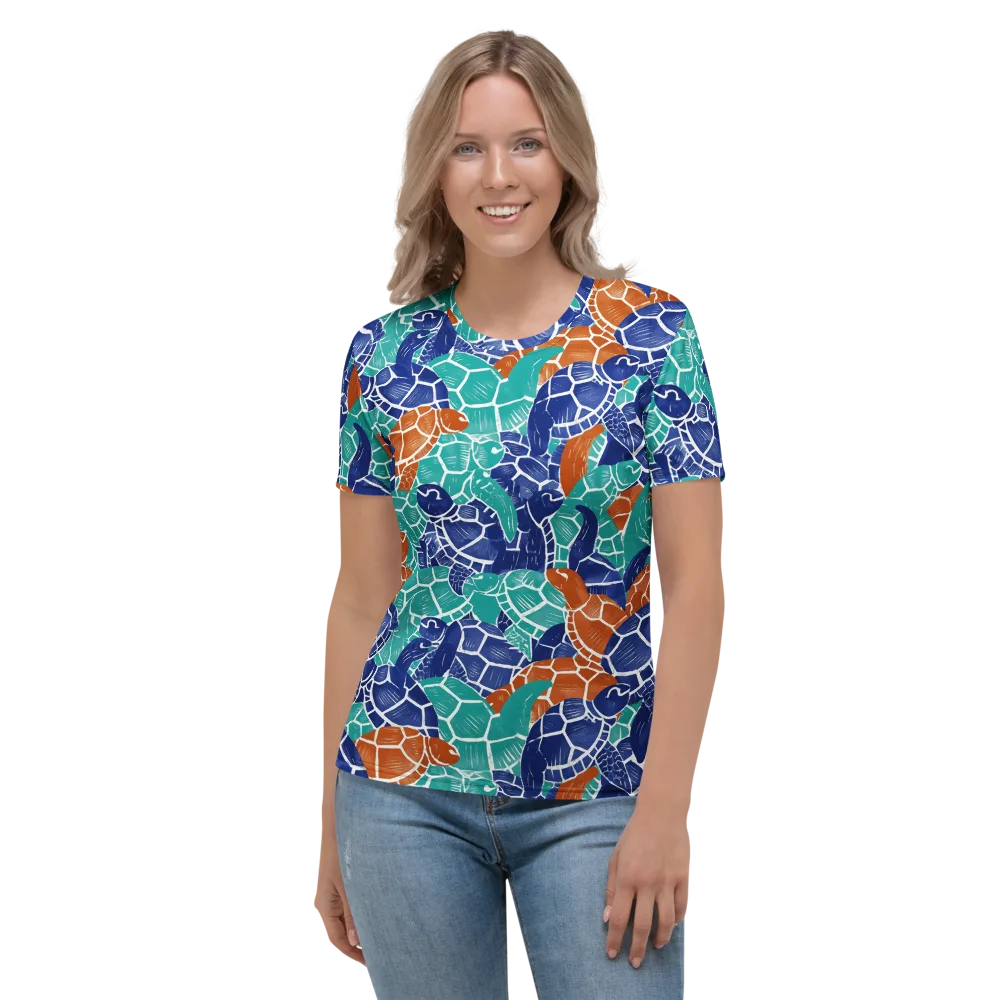 Indigo Shells on Women's Crew Neck T-Shirt — Front