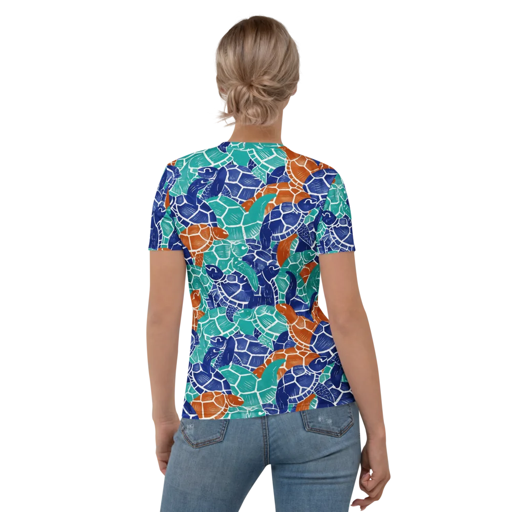 Indigo Shells on Women's Crew Neck T-Shirt — Back