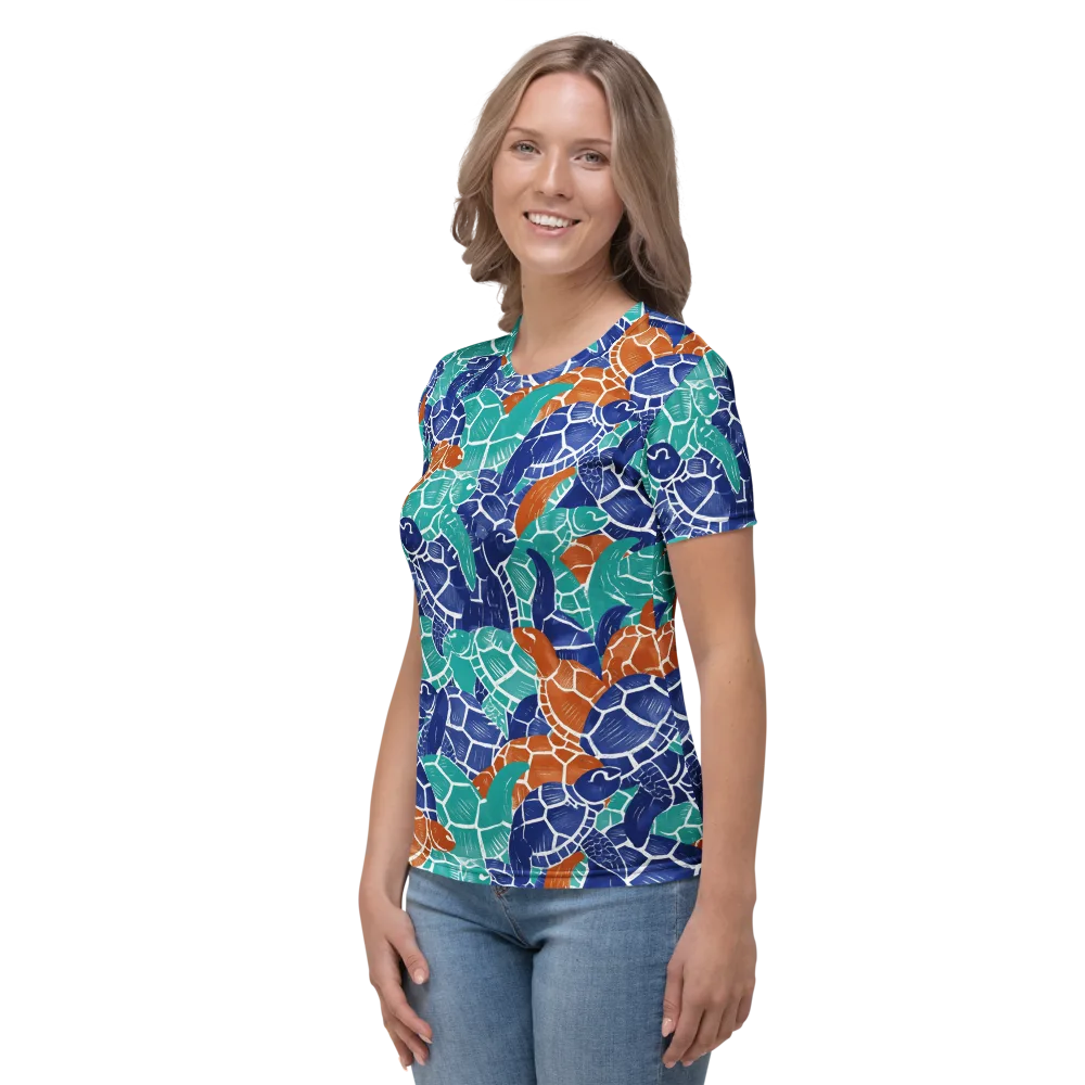 Indigo Shells on Women's Crew Neck T-Shirt — Left