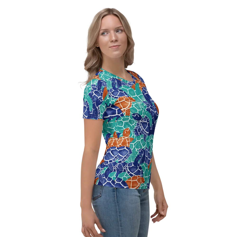 Indigo Shells on Women's Crew Neck T-Shirt — Right