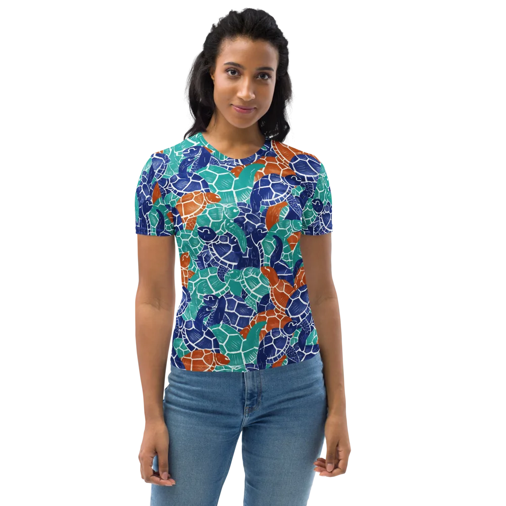 Indigo Shells on Women's Crew Neck T-Shirt — Front