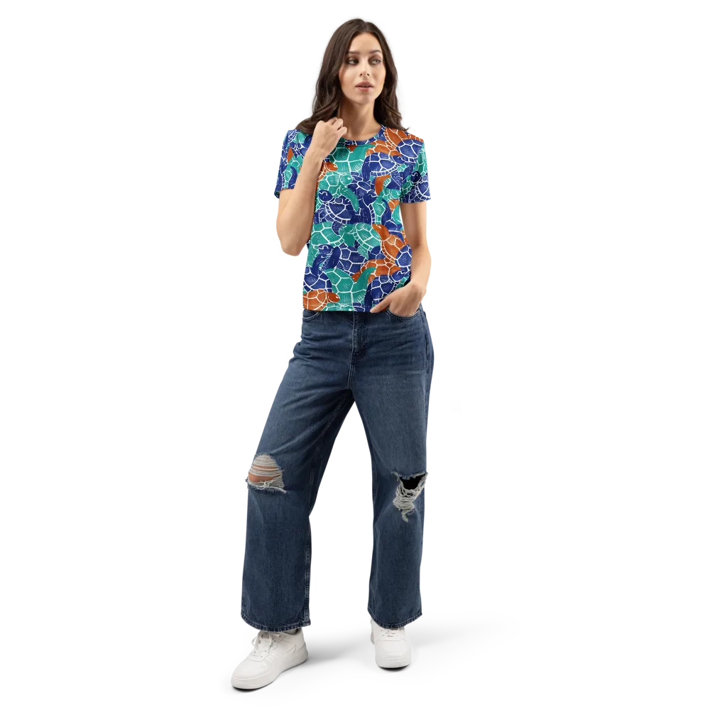 Indigo Shells on Women's Crew Neck T-Shirt — Front