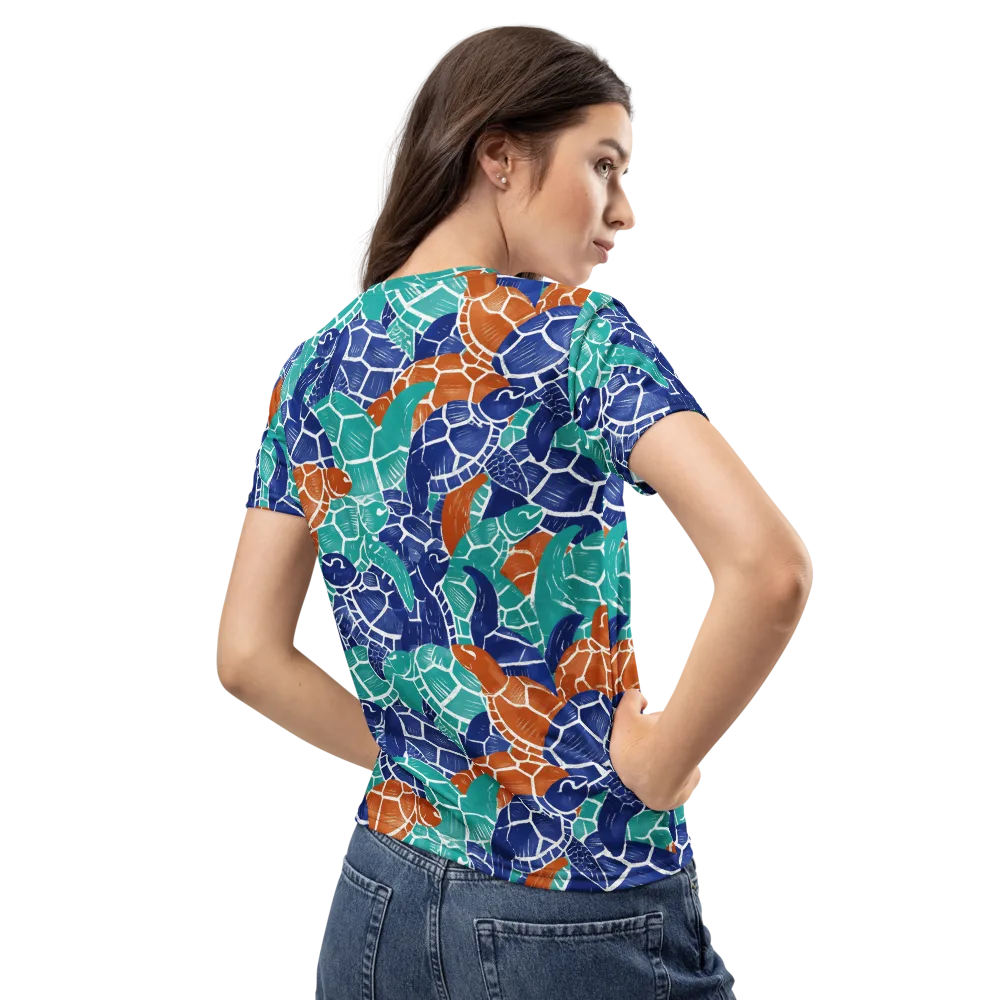 Indigo Shells on Women's Crew Neck T-Shirt — Back