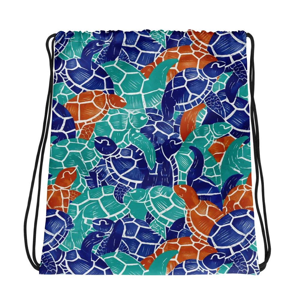 Indigo Shells on Drawstring Bag — Photo