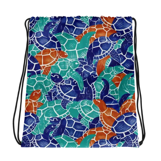 Indigo Shells on a Drawstring Bag