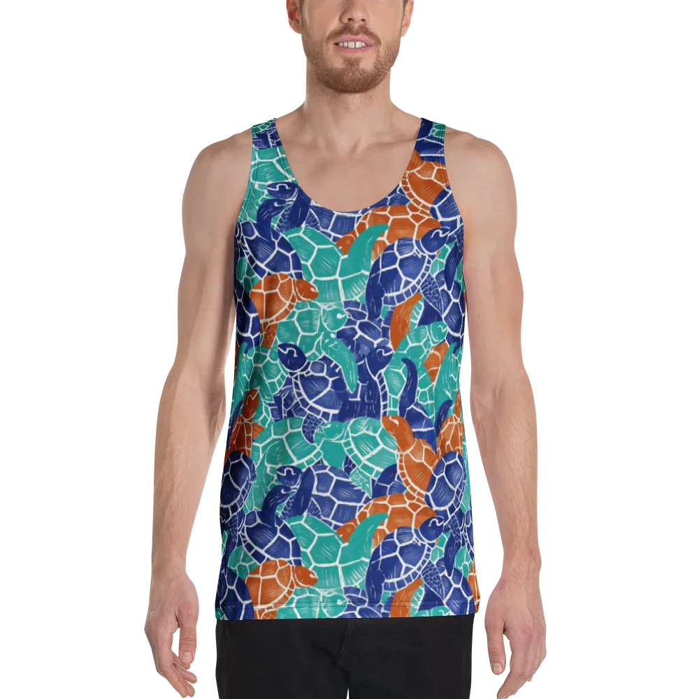 Indigo Shells on Men's Tank Top — Front