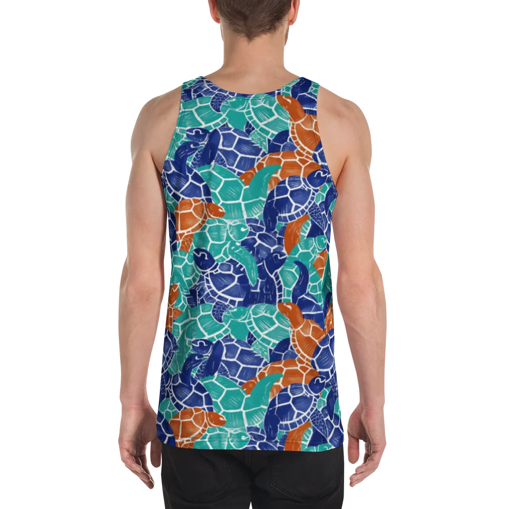 Indigo Shells on Men's Tank Top — Back