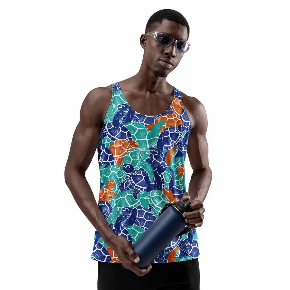 Indigo Shells on Men's Tank Top — Front