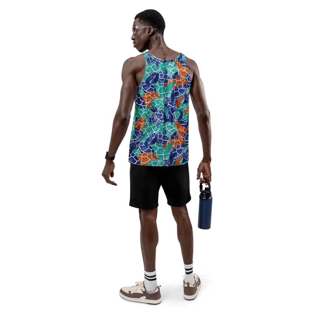 Indigo Shells on Men's Tank Top — Back