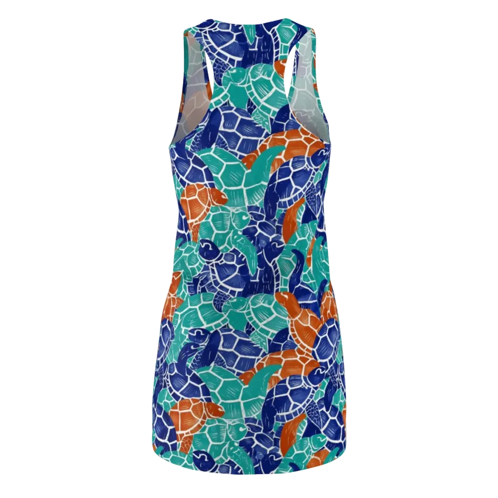 Indigo Shells on Racerback Dress — Back