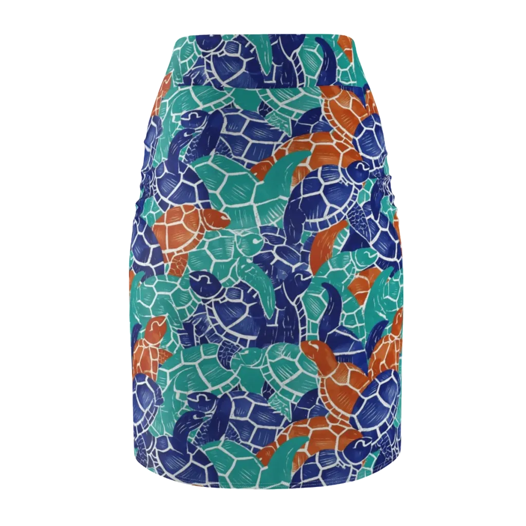 Indigo Shells on Pencil Skirt — Back