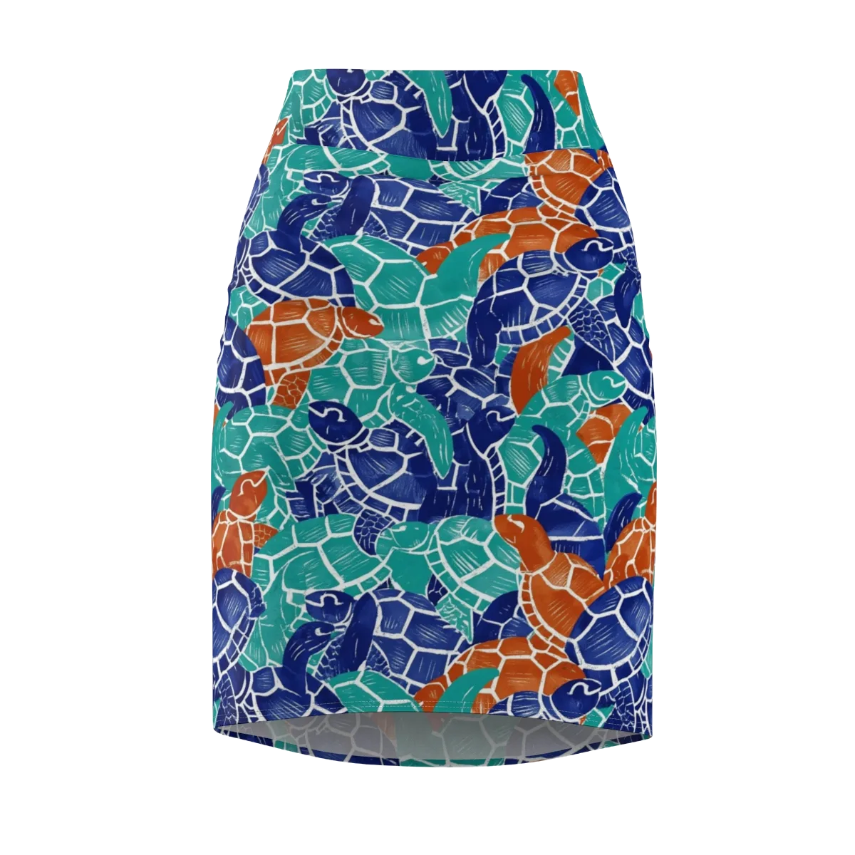 Indigo Shells on Pencil Skirt — Front