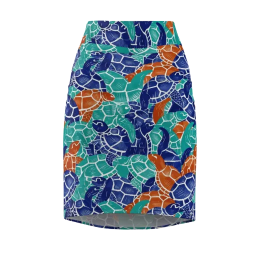 Indigo Shells on a Pencil Skirt
