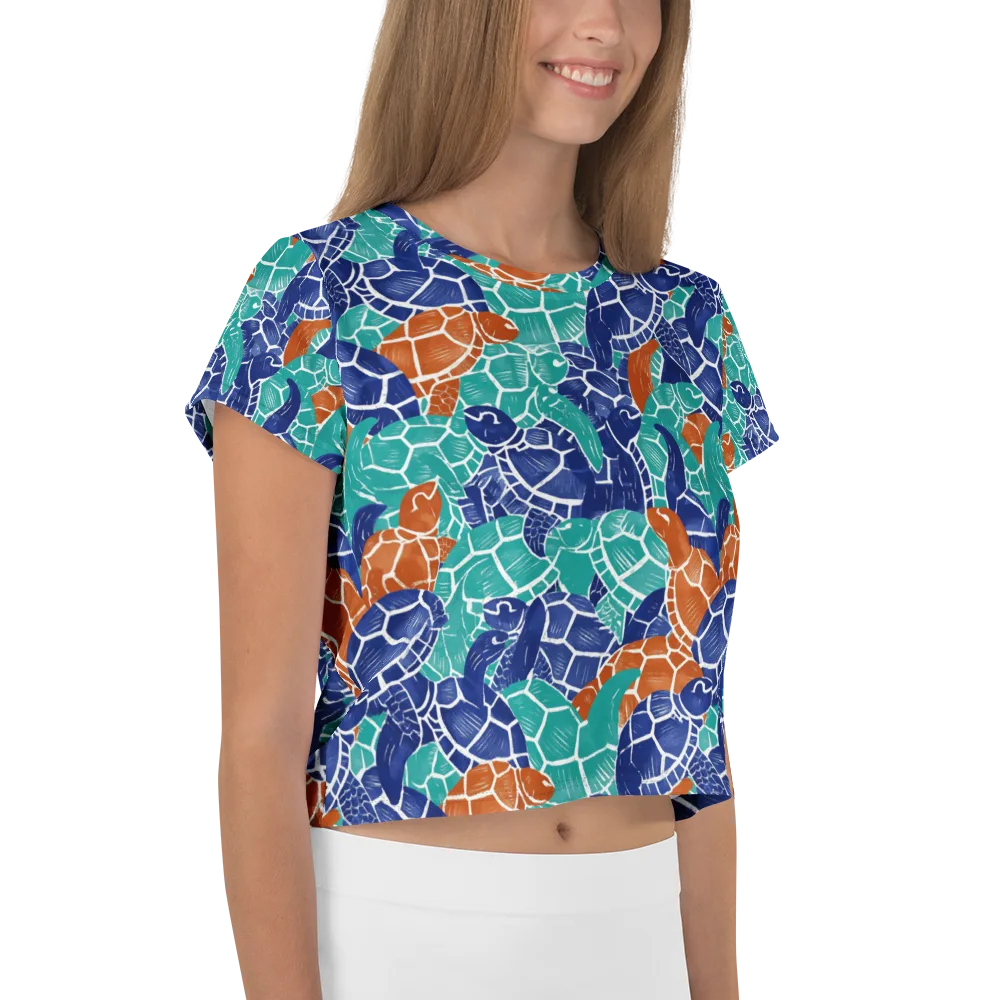 Indigo Shells on Crop Tee — Right