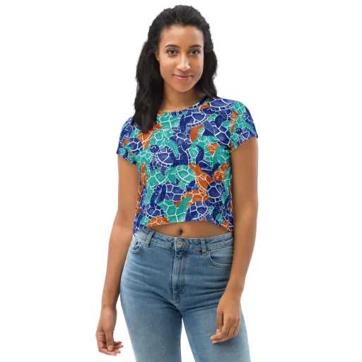 Indigo Shells on a Crop Tee