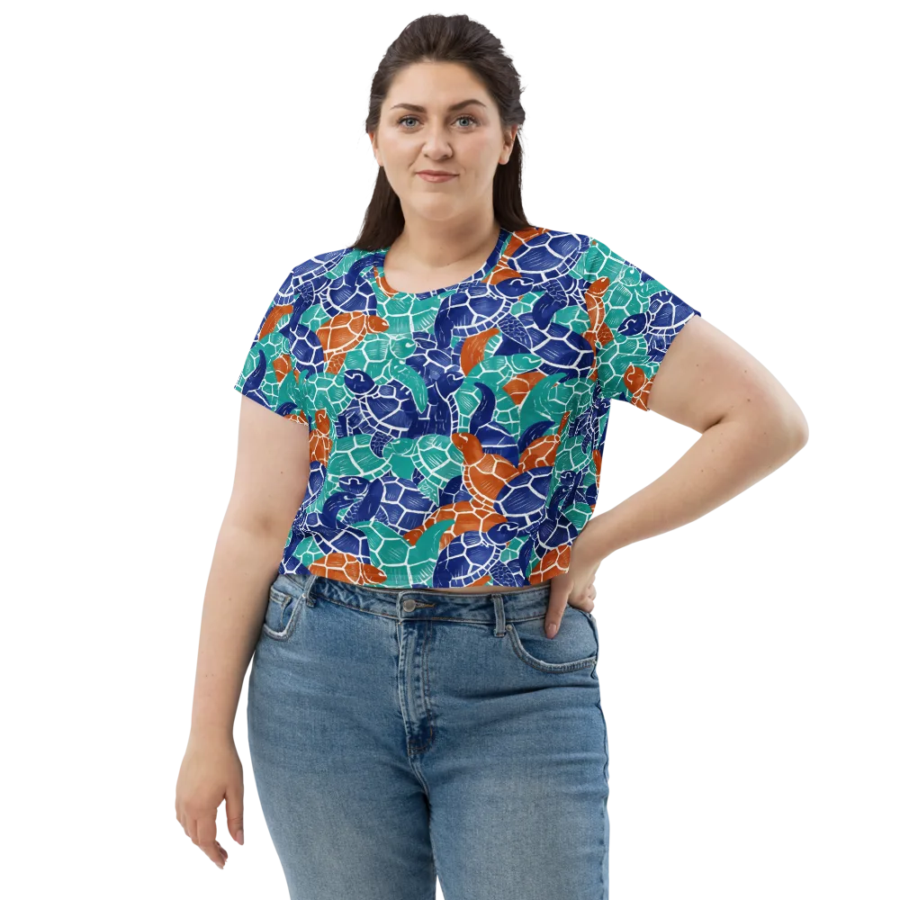 Indigo Shells on Crop Tee — Front