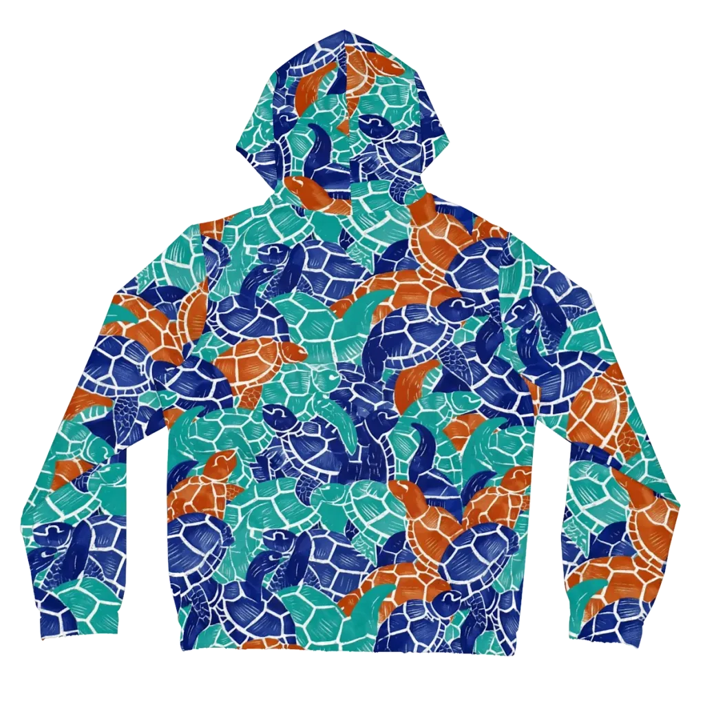 Indigo Shells on Women's Full-Zip Hoodie — Back