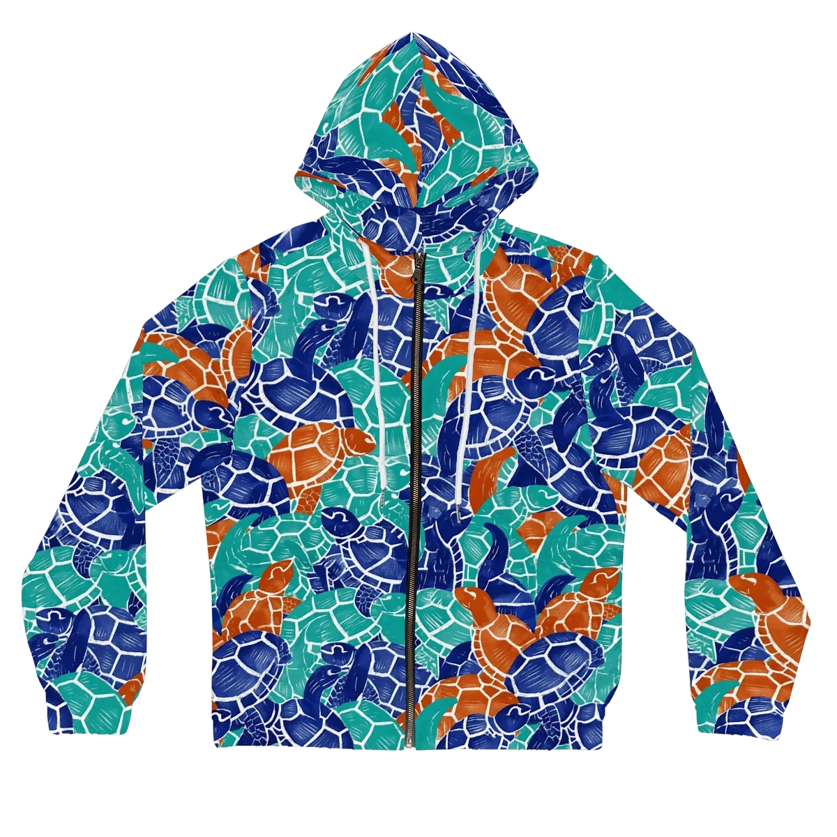 Indigo Shells on Women's Full-Zip Hoodie — Front