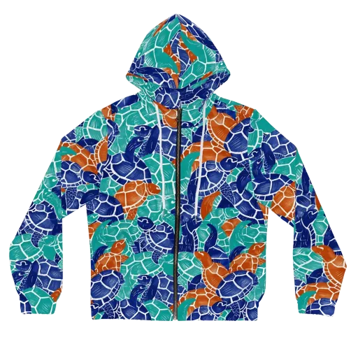 Indigo Shells on a Women's Full-Zip Hoodie