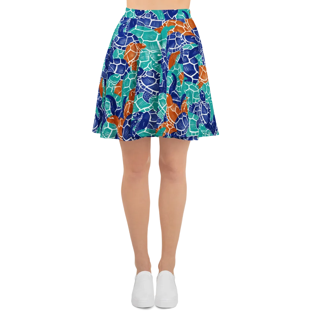 Indigo Shells on Skater Skirt — Front