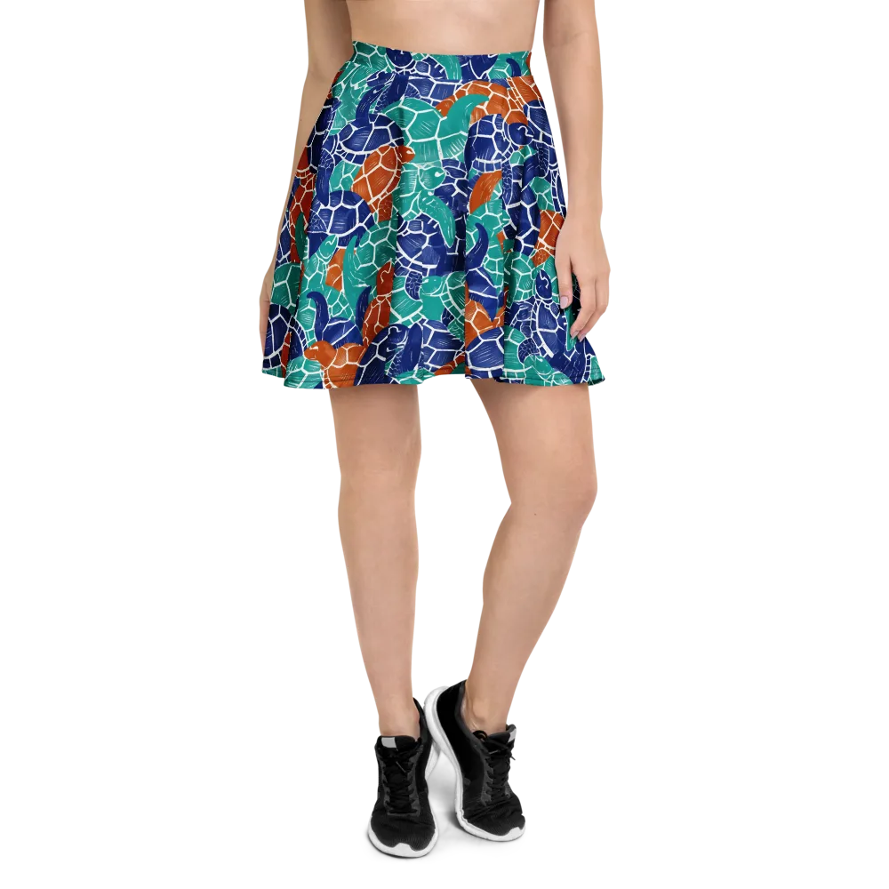 Indigo Shells on Skater Skirt — Front