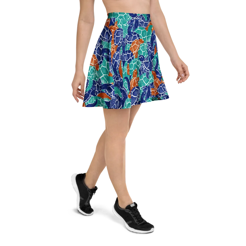Indigo Shells on Skater Skirt — Right