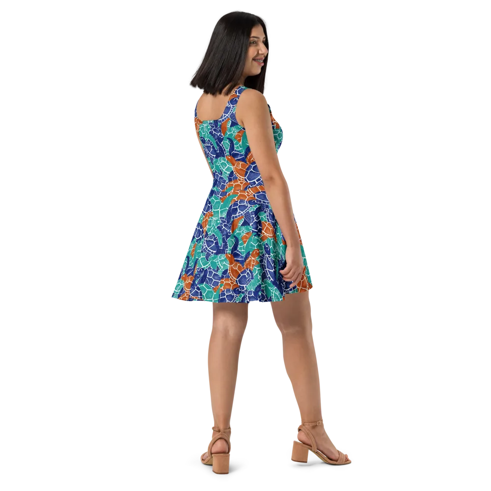 Indigo Shells on Skater Dress — Right