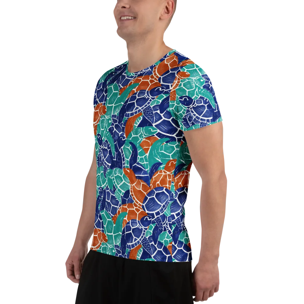Indigo Shells on Men's Athletic T-Shirt — Left