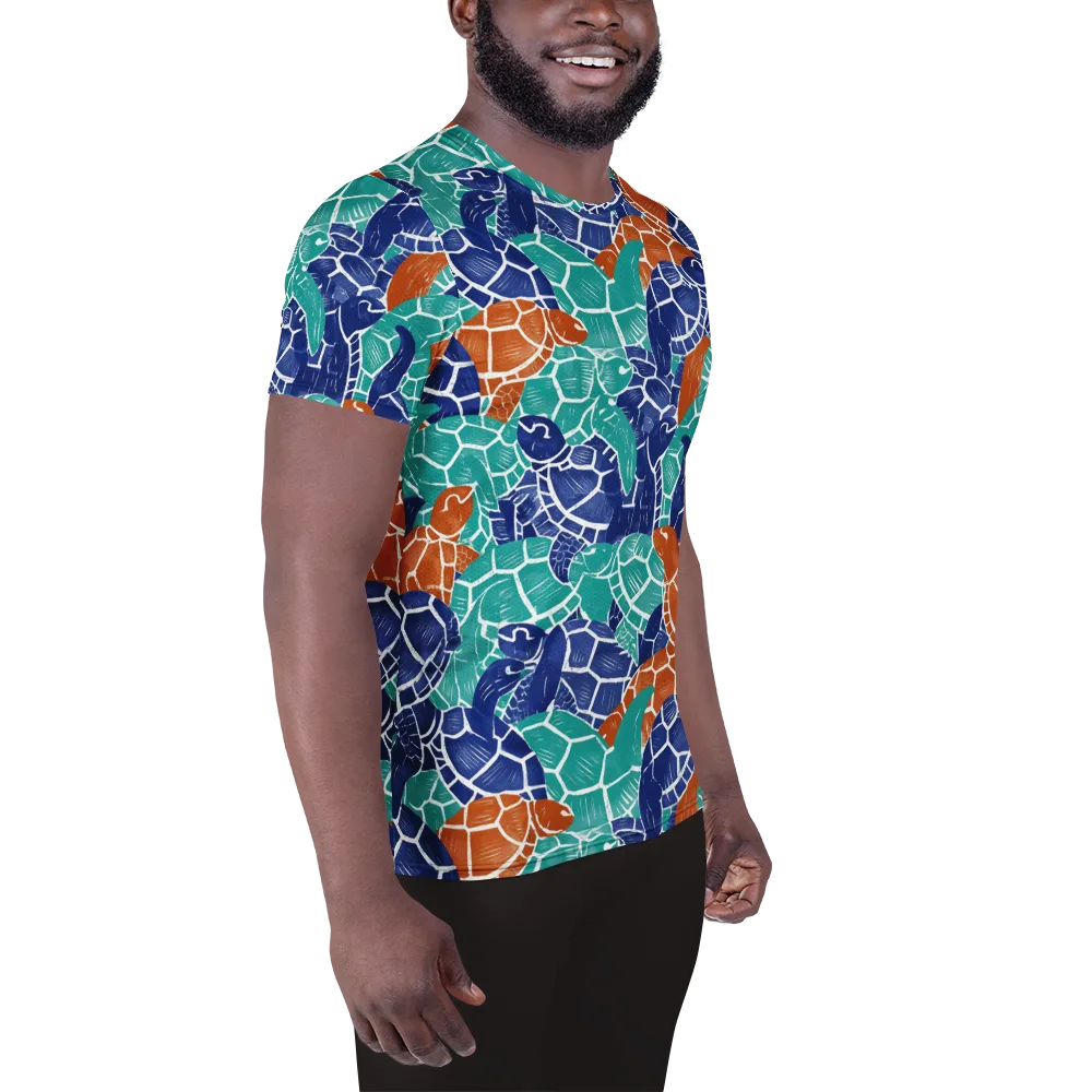 Indigo Shells on Men's Athletic T-Shirt — Right
