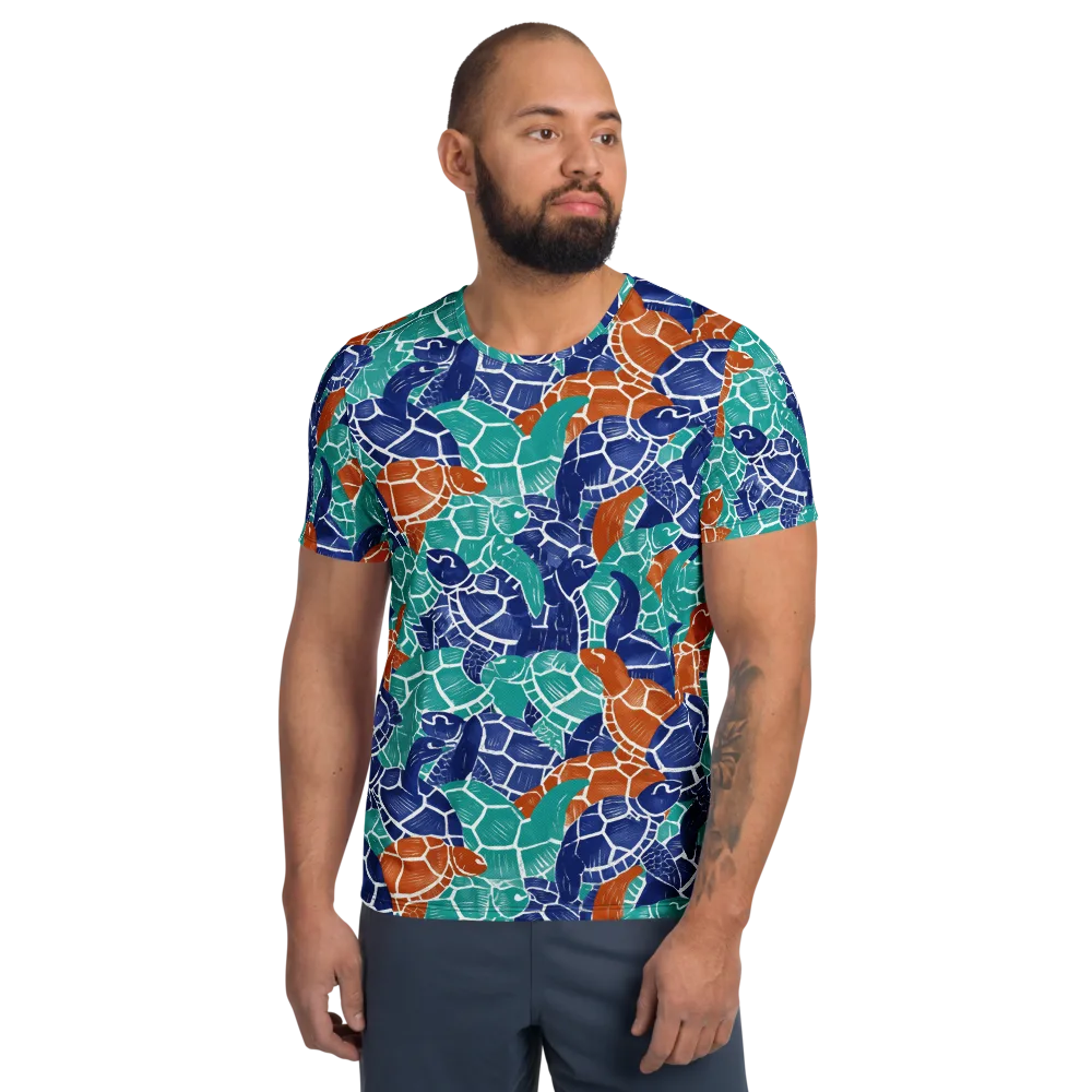 Indigo Shells on Men's Athletic T-Shirt — Front