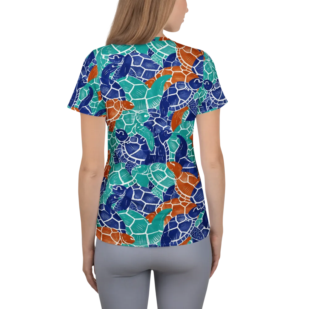 Indigo Shells on Women's Athletic T-Shirt — Back