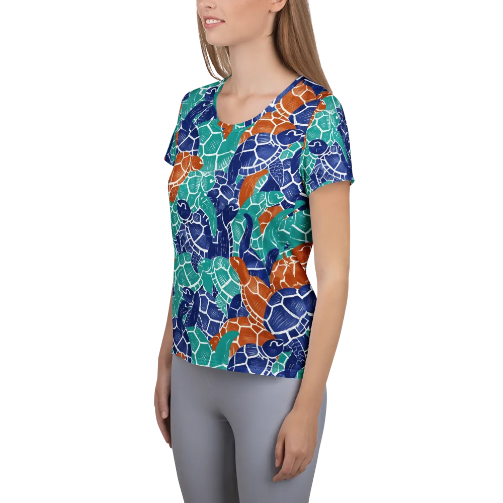 Indigo Shells on Women's Athletic T-Shirt — Left