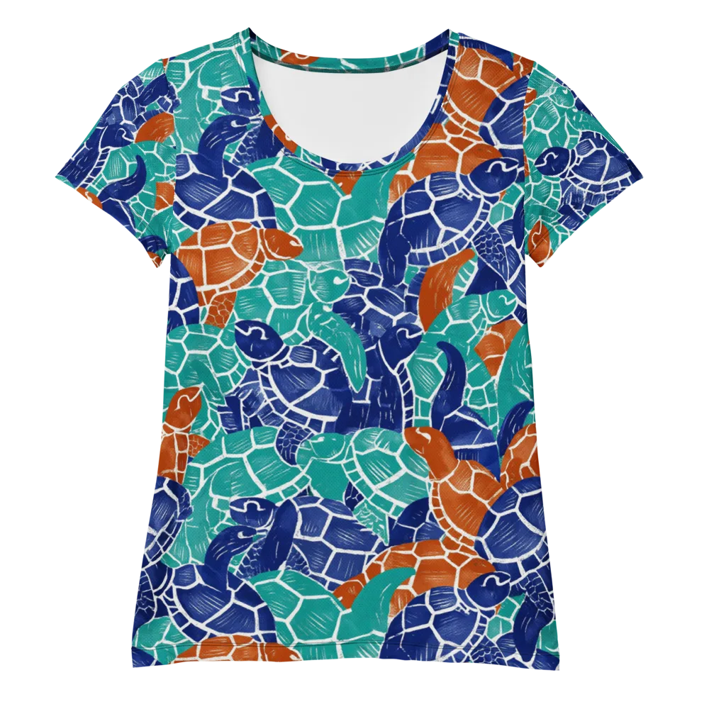 Indigo Shells on Women's Athletic T-Shirt — Front