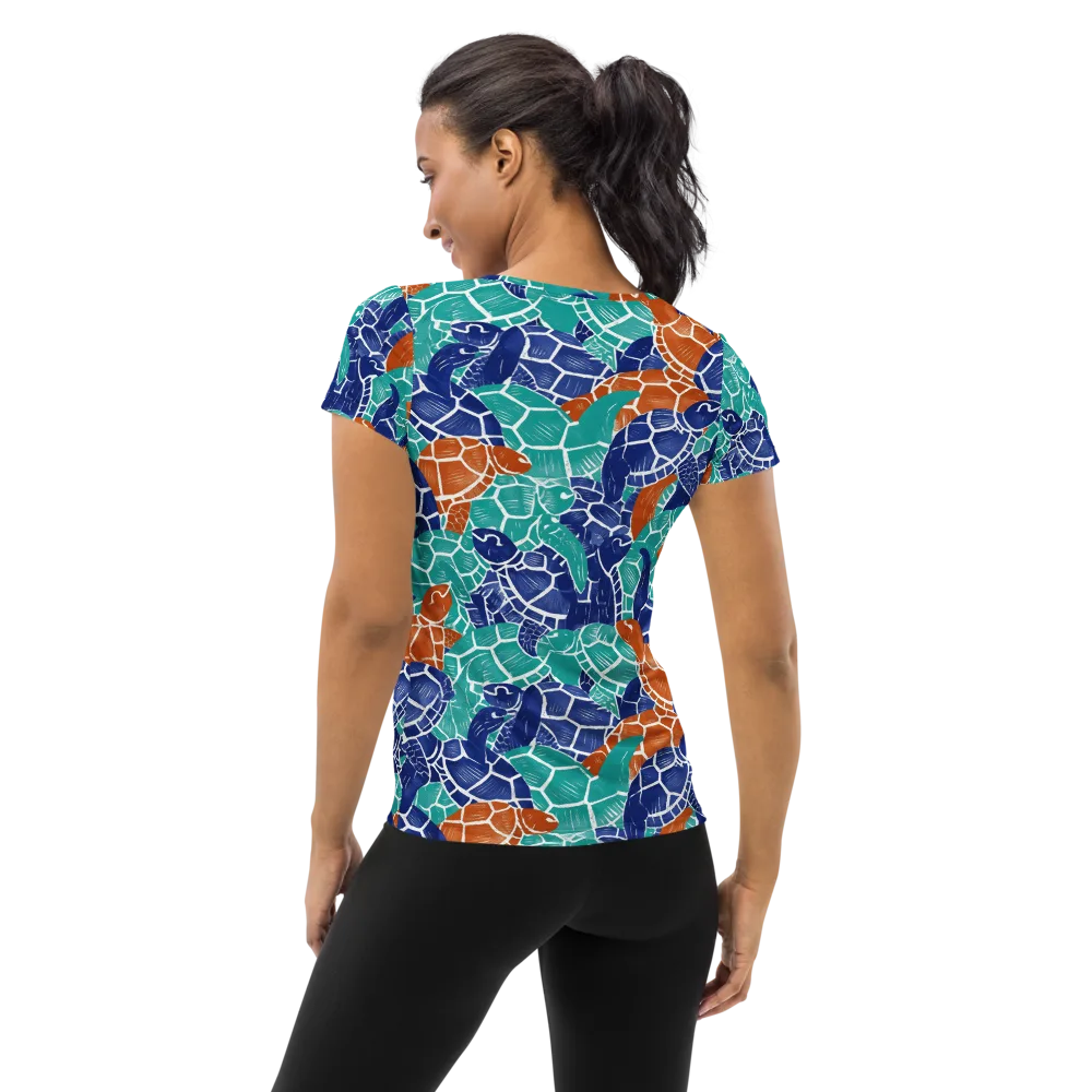 Indigo Shells on Women's Athletic T-Shirt — Back