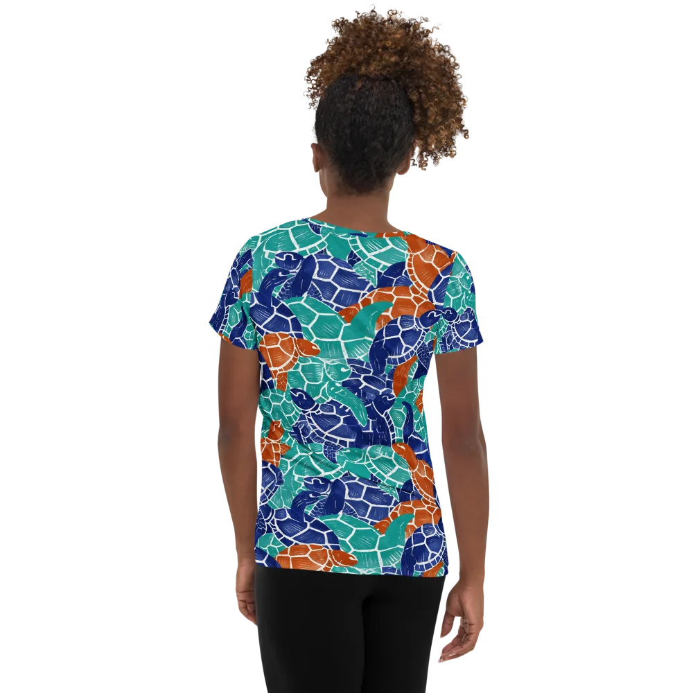 Indigo Shells on Women's Athletic T-Shirt — Back