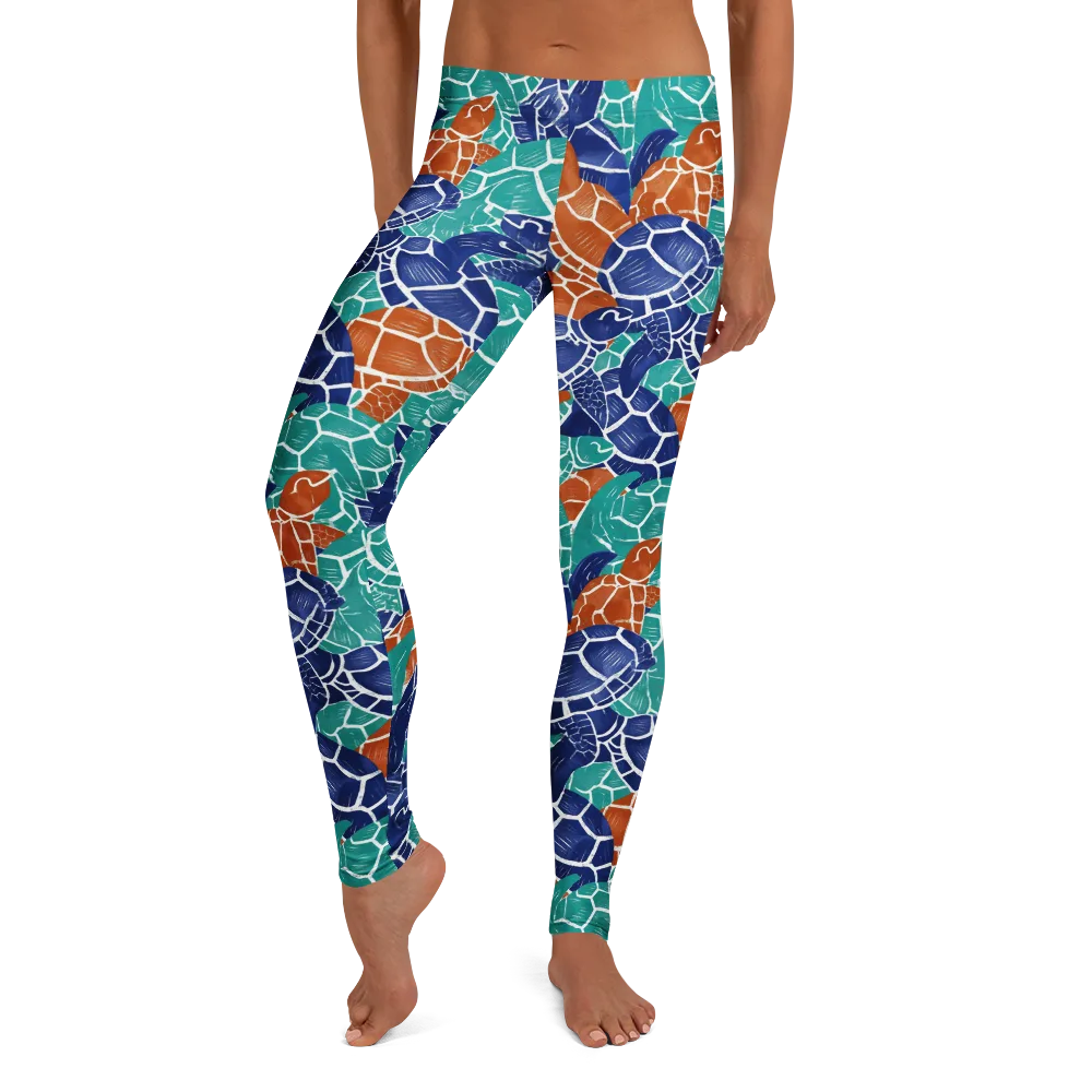 Indigo Shells on Leggings — Front