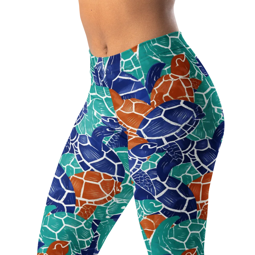 Indigo Shells on Leggings — Left Front