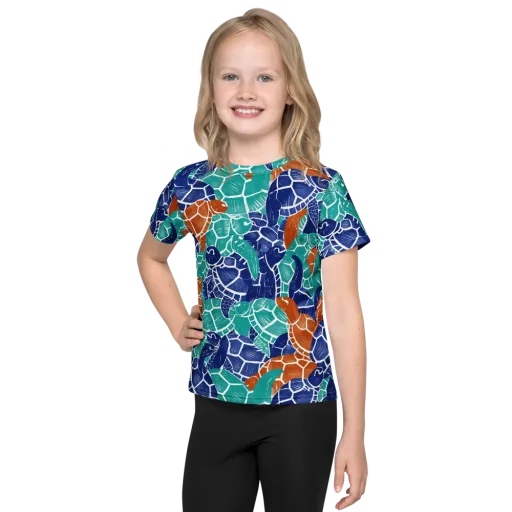 Indigo Shells on a Kids Crew Neck T-Shirt