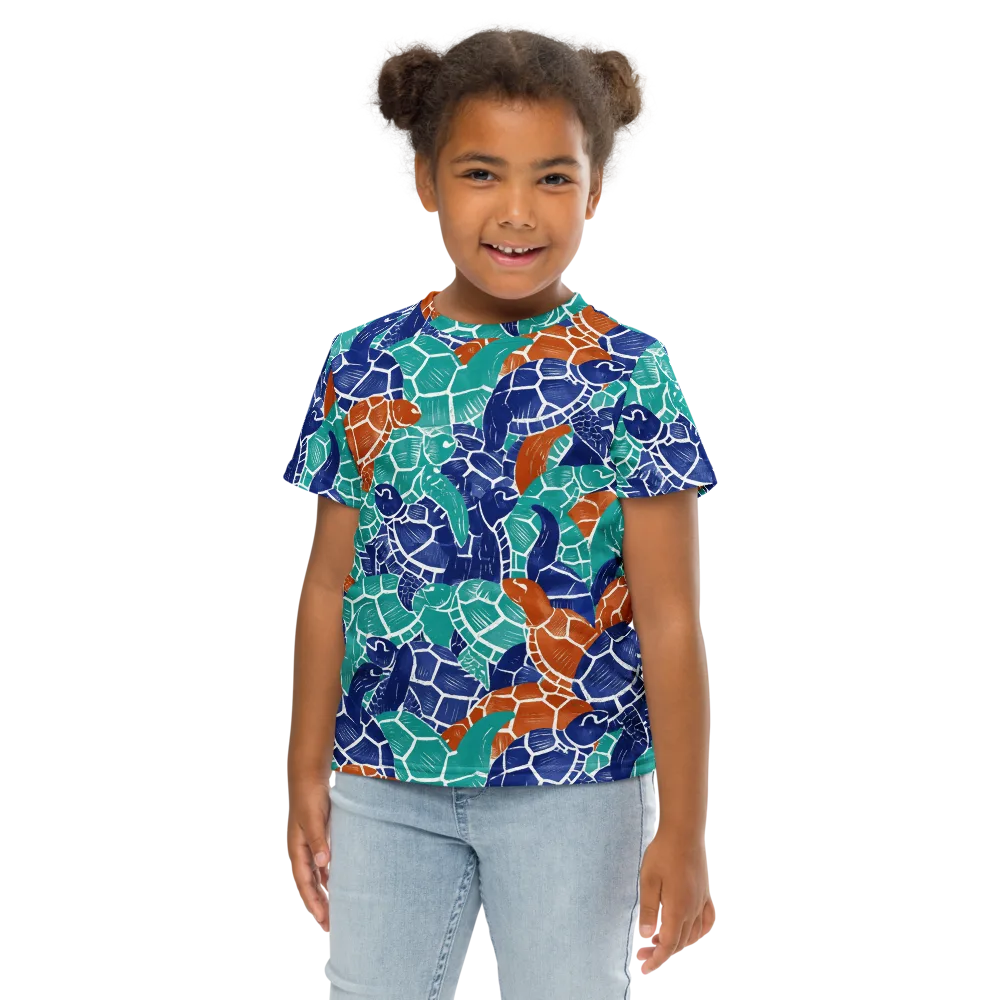 Indigo Shells on Kids Crew Neck T-Shirt — Front