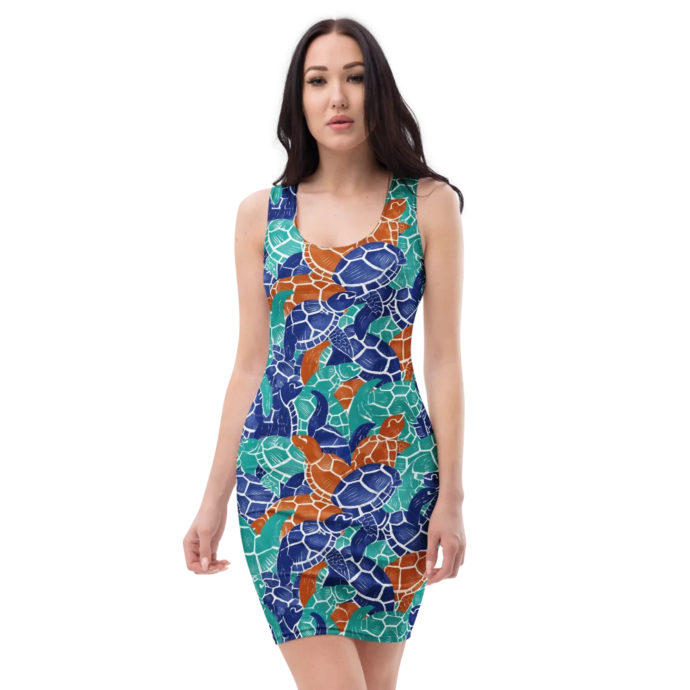 Indigo Shells on Bodycon Dress — Front