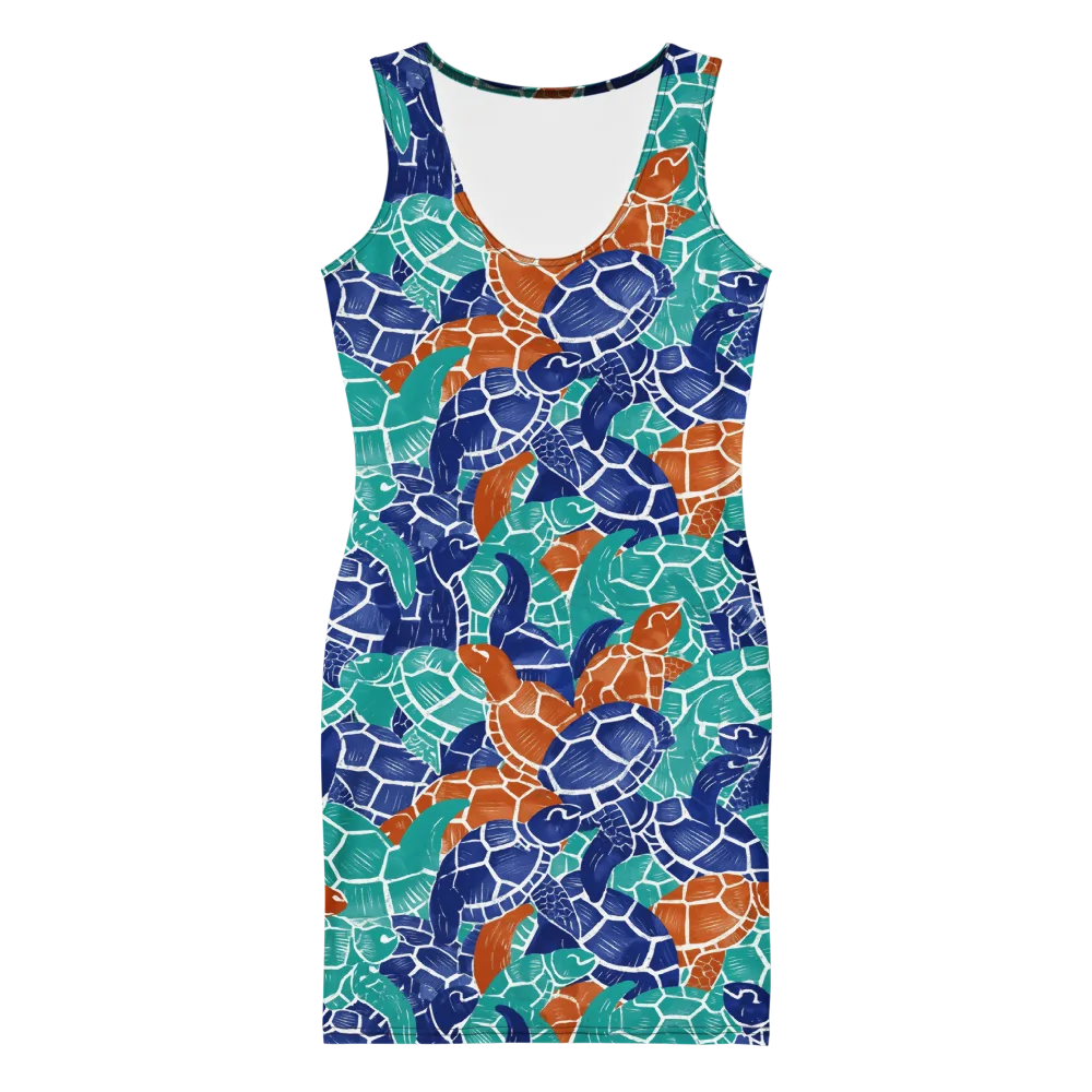 Indigo Shells on Bodycon Dress — Front