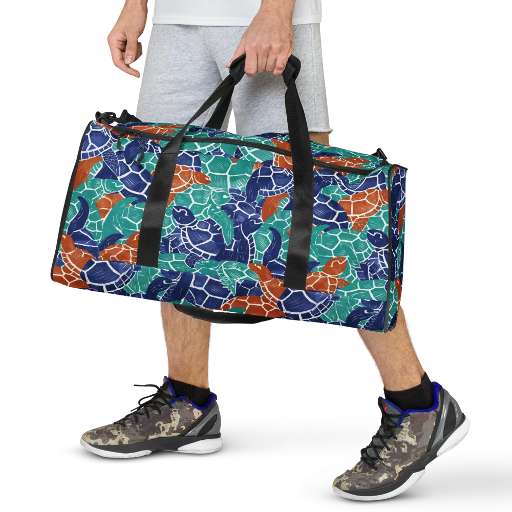 Indigo Shells on Duffle Bag — Front