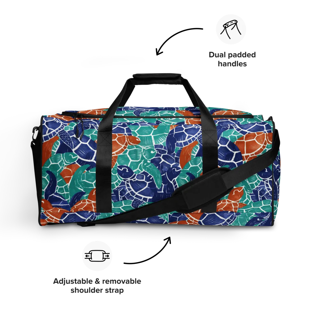 Indigo Shells on Duffle Bag — Front