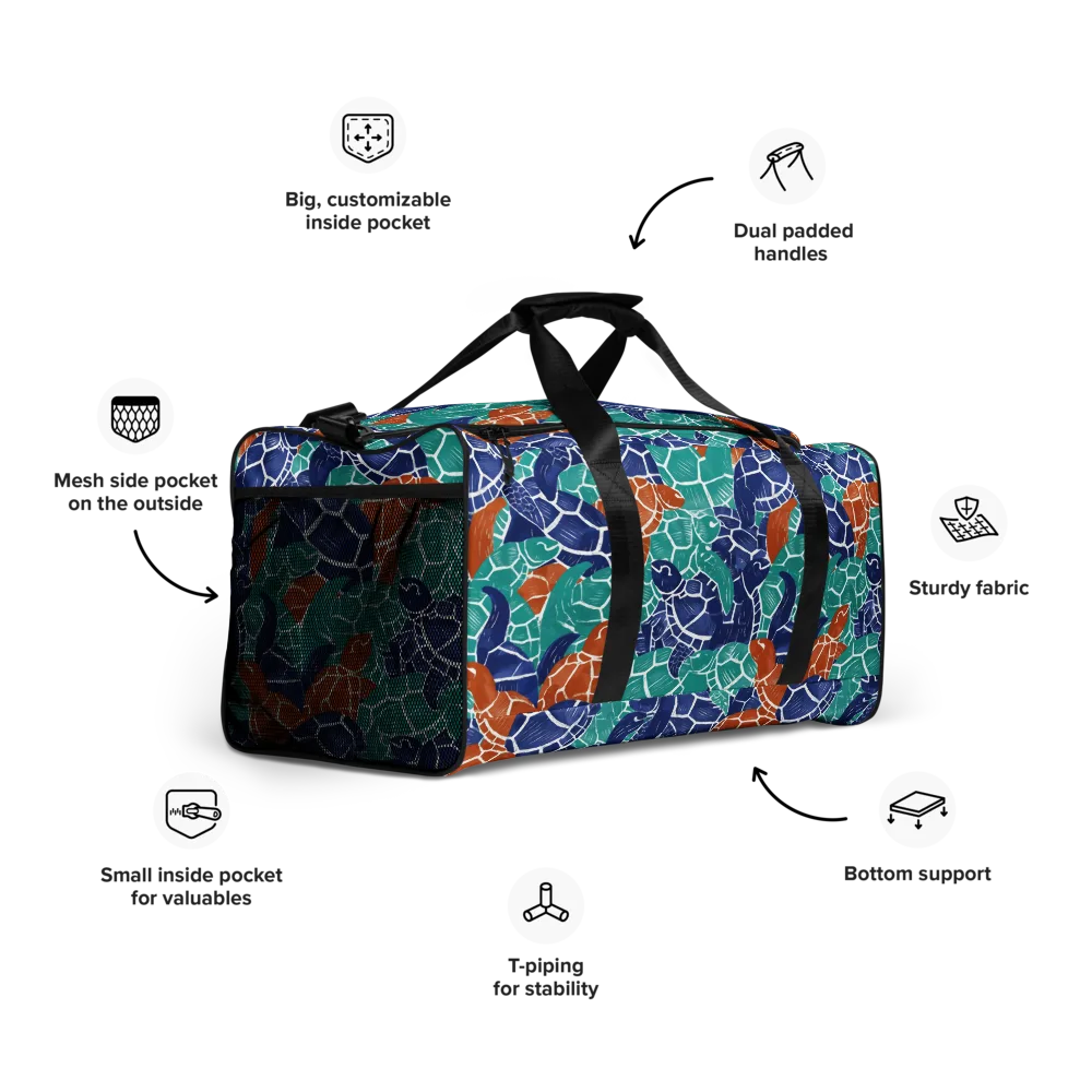 Indigo Shells on Duffle Bag — Right Front