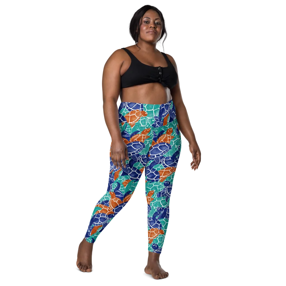 Indigo Shells on Leggings with Pockets — Front