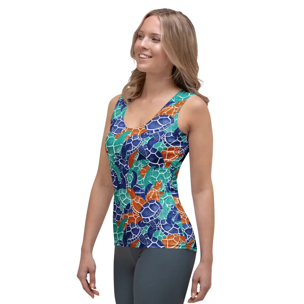 Indigo Shells on Women's Tank Top — Left Front