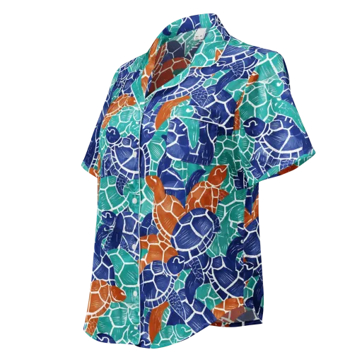 Indigo Shells on a Women's Short Sleeve Pajama Top