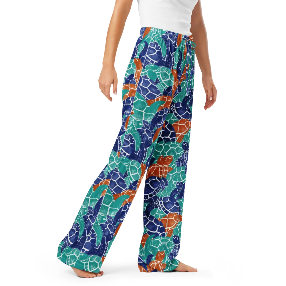 Indigo Shells on Women's Pajama Pants — Right Front
