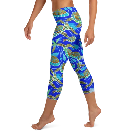 Turtle Reef Rhapsody on a Capri Leggings